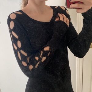 Venus Silver & Black Cut Out Arm Detail Sweater